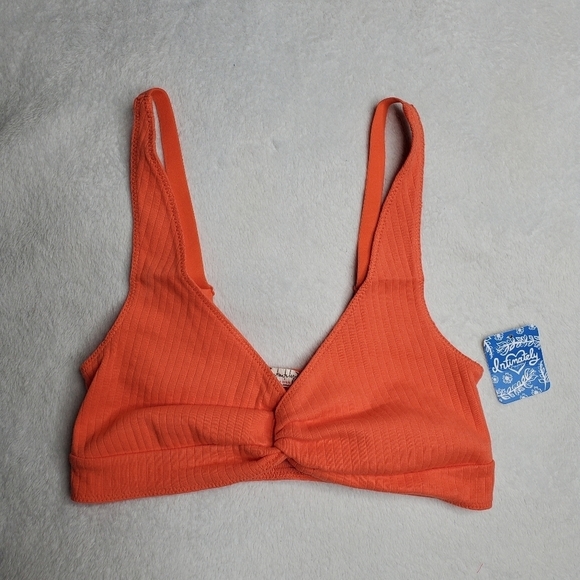 Free People Intimately Coral Orange Ribbed Twist Knot Front Tori Bralette - Picture 3 of 7